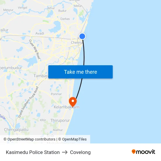 Kasimedu Police Station to Covelong map
