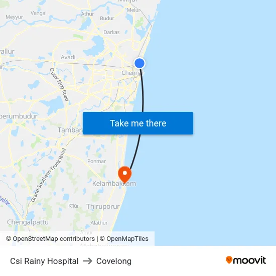 Csi Rainy Hospital to Covelong map