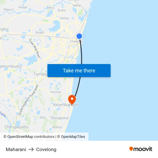 Maharani to Covelong map