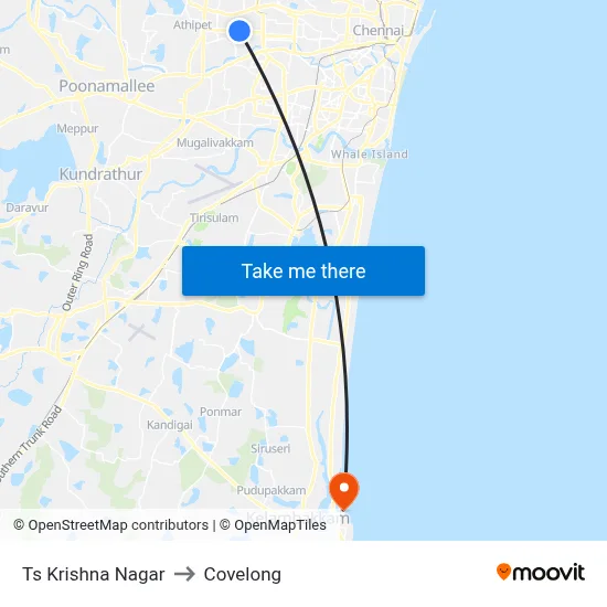 Ts Krishna Nagar to Covelong map
