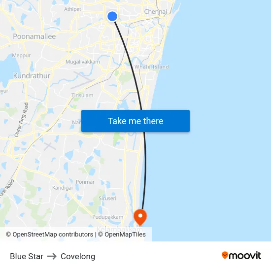Blue Star to Covelong map