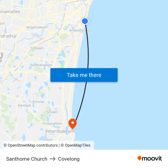 Santhome Church to Covelong map