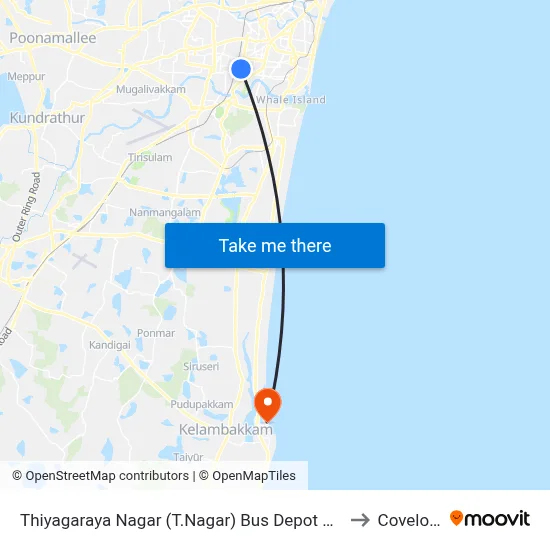 Thiyagaraya Nagar (T.Nagar) Bus Depot Corner to Covelong map
