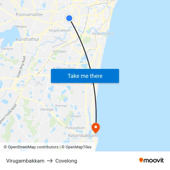 Virugambakkam to Covelong map