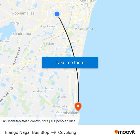 Elango Nagar Bus Stop to Covelong map