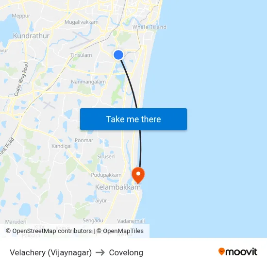 Velachery (Vijaynagar) to Covelong map