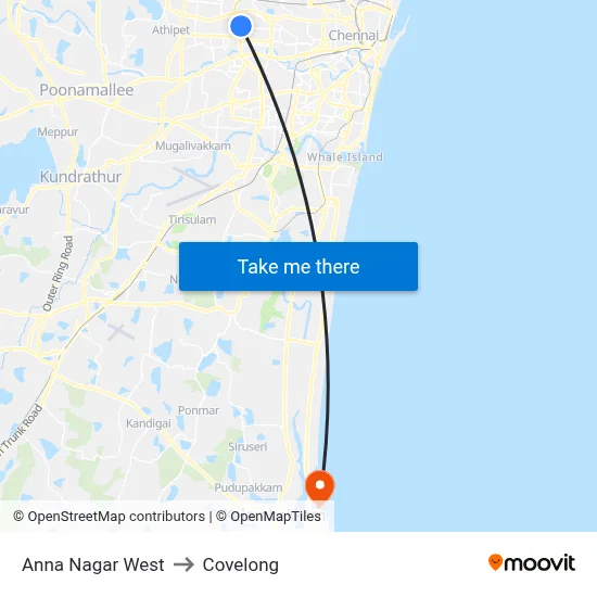 Anna Nagar West to Covelong map