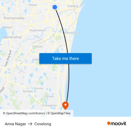 Anna Nagar to Covelong map