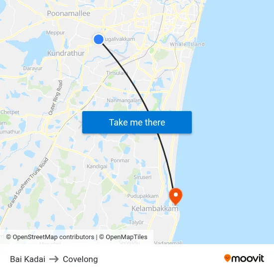 Bai Kadai to Covelong map