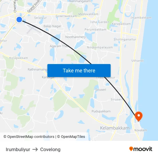Irumbuliyur to Covelong map