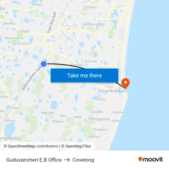 Guduvancheri E.B Office to Covelong map