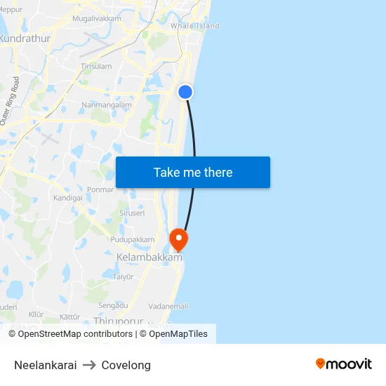Neelankarai to Covelong map