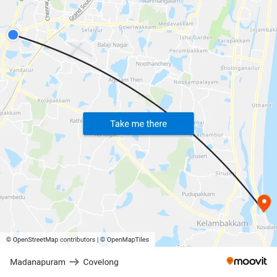 Madanapuram to Covelong map