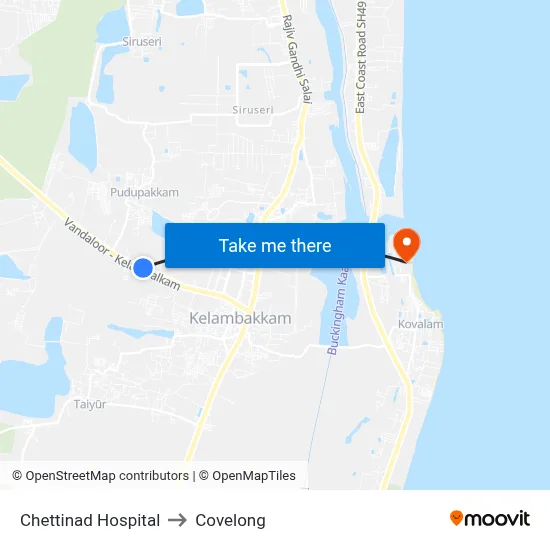 Chettinad Hospital to Covelong map