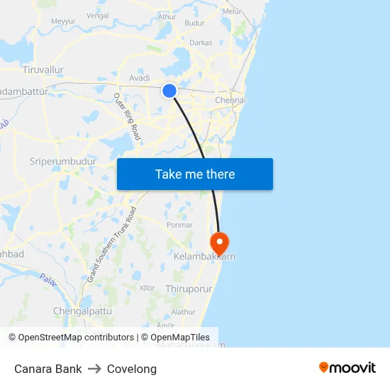 Canara Bank to Covelong map
