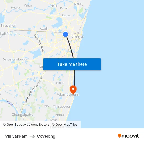 Villivakkam to Covelong map