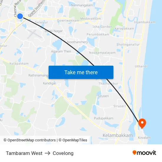 Tambaram West to Covelong map