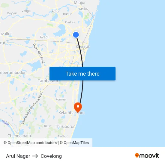 Arul Nagar to Covelong map