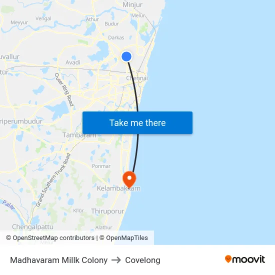 Madhavaram Millk Colony to Covelong map
