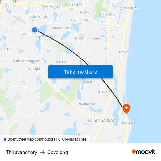 Thiruvanchery to Covelong map