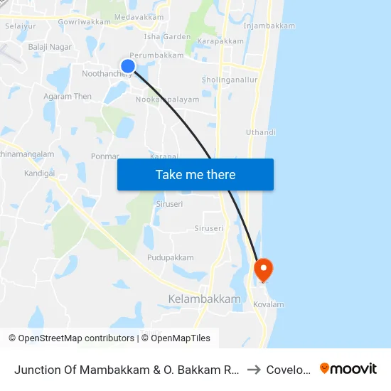 Junction Of Mambakkam & O. Bakkam Road to Covelong map