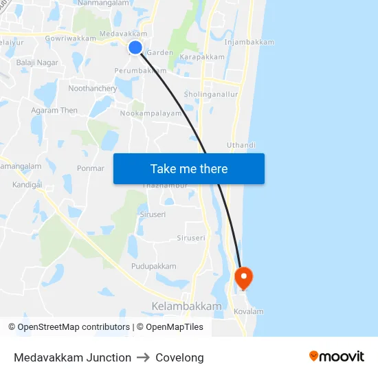 Medavakkam Junction to Covelong map