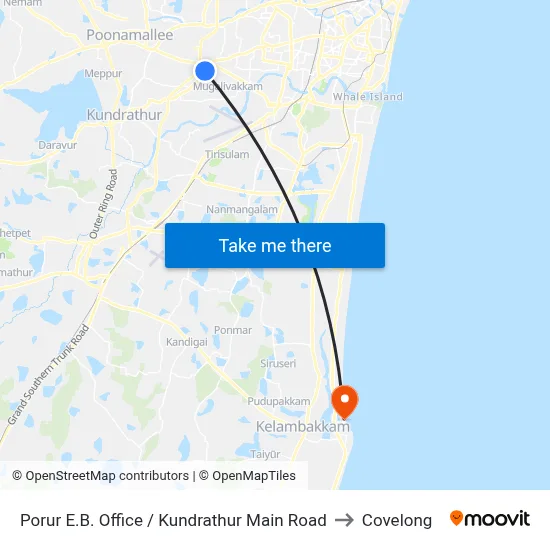 Porur E.B. Office / Kundrathur Main Road to Covelong map