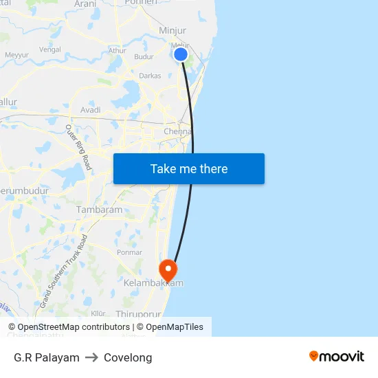 G.R Palayam to Covelong map