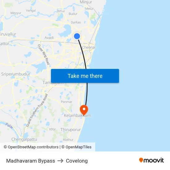Madhavaram Bypass to Covelong map
