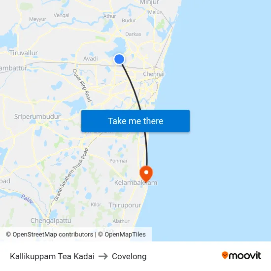 Kallikuppam Tea Kadai to Covelong map