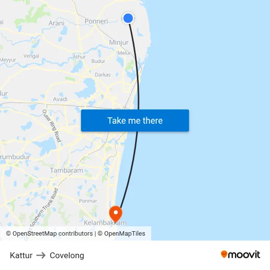 Kattur to Covelong map