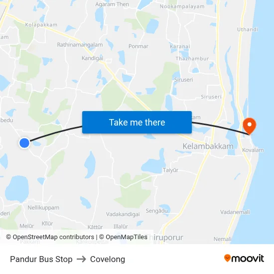 Pandur Bus Stop to Covelong map