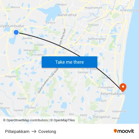 Pillaipakkam to Covelong map
