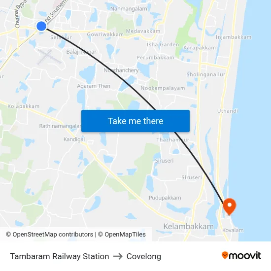 Tambaram Railway Station to Covelong map