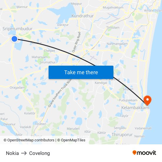 Nokia to Covelong map