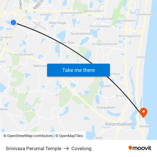 Srinivasa Perumal Temple to Covelong map