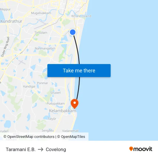 Taramani E.B. to Covelong map