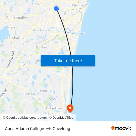 Anna Adarsh College to Covelong map
