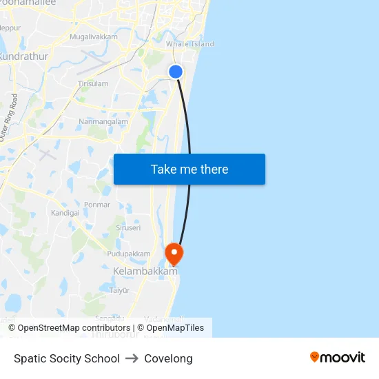 Spatic Socity School to Covelong map