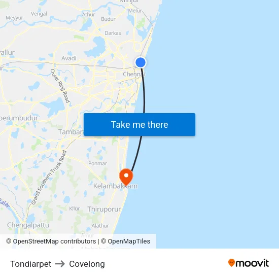 Tondiarpet to Covelong map