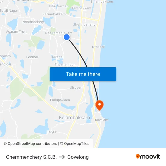 Chemmenchery S.C.B. to Covelong map