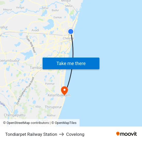 Tondiarpet Railway Station to Covelong map