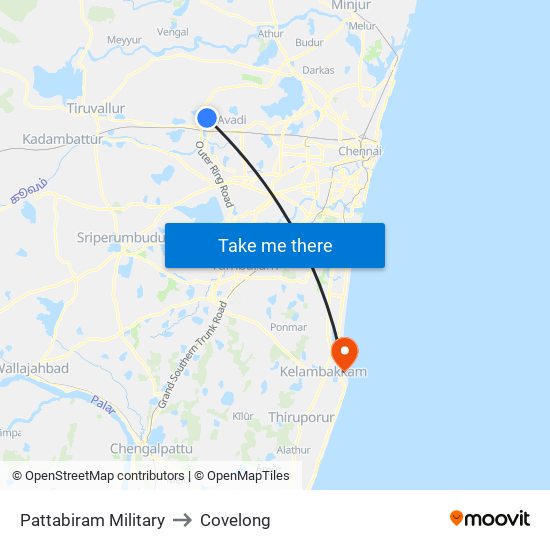 Pattabiram Military to Covelong map