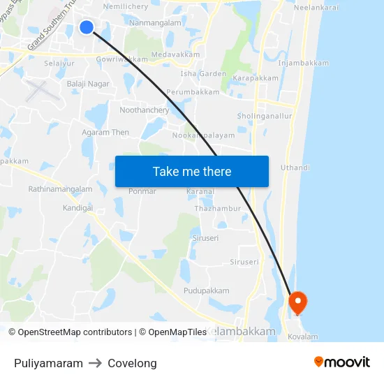 Puliyamaram to Covelong map