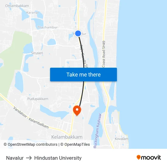 Navalur to Hindustan University map
