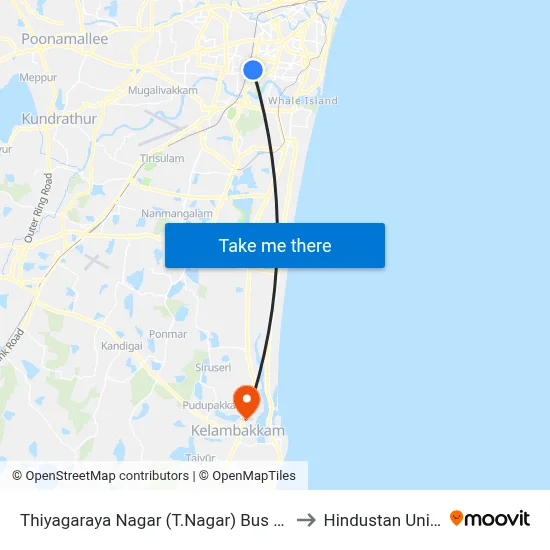 Thiyagaraya Nagar (T.Nagar) Bus Depot Corner to Hindustan University map