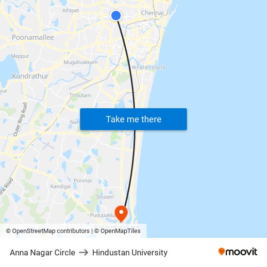 Anna Nagar Circle to Hindustan University map