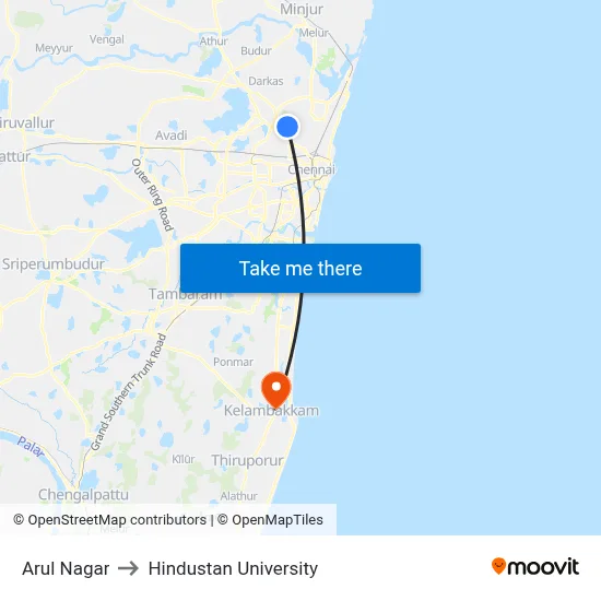 Arul Nagar to Hindustan University map