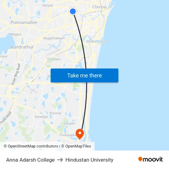 Anna Adarsh College to Hindustan University map