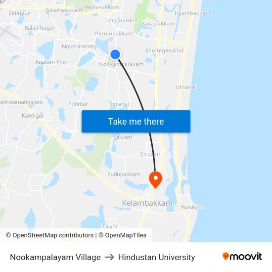 Nookampalayam Village to Hindustan University map